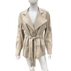 Vince Blazer Women’s Size S Drapes Belted Linen Blend Lightweight Beige